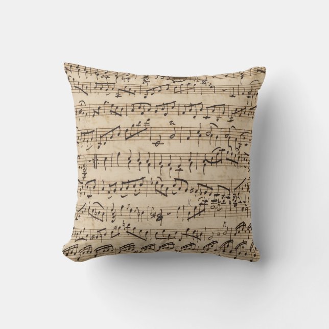 Handgeknoopte vintage bladmuziek kussensloop kussen (Voorkant)