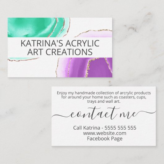 Handgemaakt acrylhars Kunstdecor Visitekaartje (Voorkant / Achterkant)
