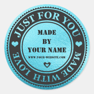 Handgemaakt alleen voor jou gemaakt met Love Blue Ronde Sticker