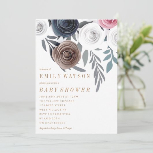 Handgemaakt Baby shower van  papierbloemen Kaart (Staand voorkant)
