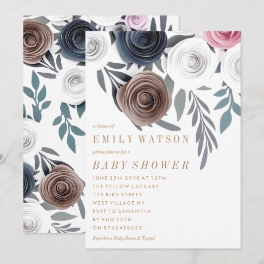 Handgemaakt Baby shower van  papierbloemen Kaart (Voorkant / Achterkant)