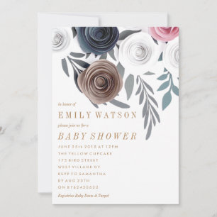 Handgemaakt Baby shower van  papierbloemen Kaart