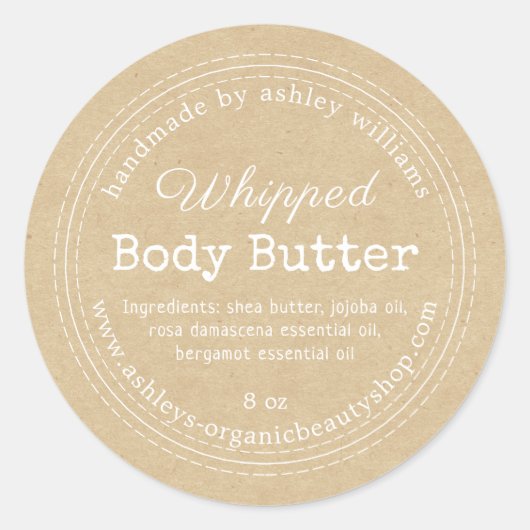 Handgemaakt Body Butter Kraft Organic Business Lab Ronde Sticker (Voorkant)