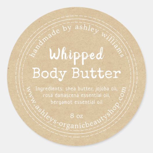 Handgemaakt Body Butter Kraft Organic Business Lab Ronde Sticker (Voorkant)