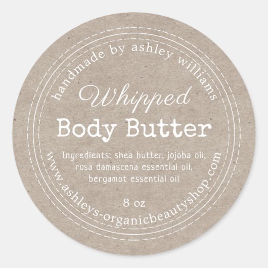 Handgemaakt Body Butter Kraft Organic Business Lab Ronde Sticker