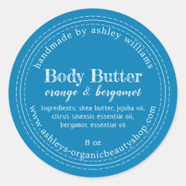 Handgemaakt Body Butter Organic Business Blue Labe Ronde Sticker