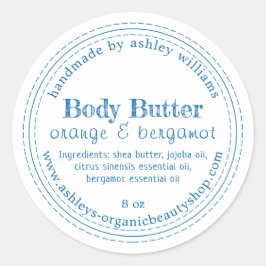 Handgemaakt Body Butter Organic Business Blue Scri Ronde Sticker