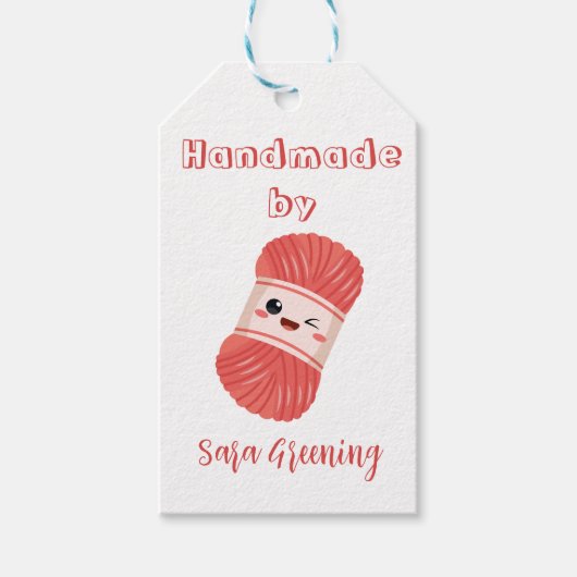 Handgemaakt breien label, verzorgingslabel, Gemaak Cadeaulabel (Voorkant)