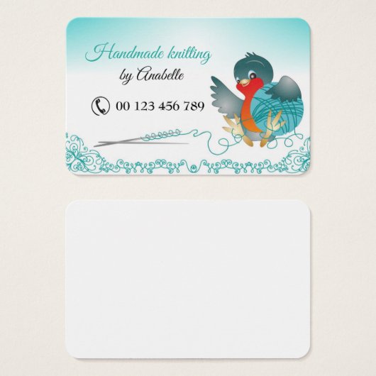 Handgemaakt breien visitekaartje (Voorkant /achterkant)