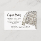 Handgemaakt Breien Winter Pet en trui Visitekaartje (Achterkant)