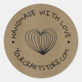 Handgemaakt Crafts Heart Ronde Sticker