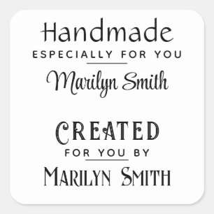 Handgemaakt & Creëer door u, Gift Label, 1,5 inch Vierkante Sticker