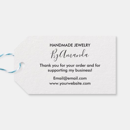 Handgemaakt dank u minimalistisch modern pastel ro cadeaulabel (Achterkant Horizontaal)