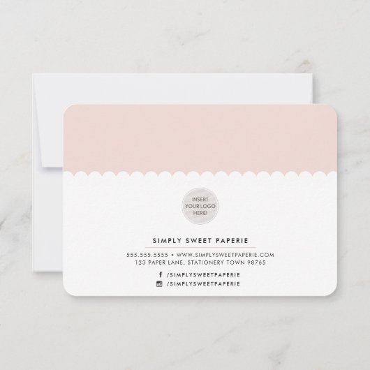 HANDGEMAAKT DANK U professionele blush roze Bedankkaart (Achterkant)