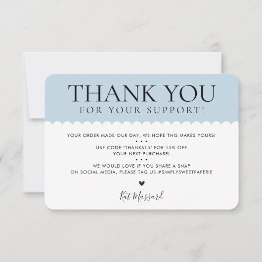 HANDGEMAAKT DANK U professionele  bord blauw Bedankkaart (Voorkant)