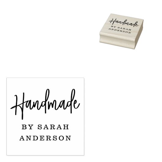 Handgemaakt door aangepaste naam modern handgeschr rubberstempel (Gestempeld)