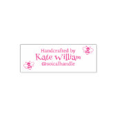 Handgemaakt door (aangepaste tekst) + naam, roze v  zelfinktende stempel (Design)