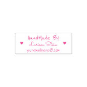 Handgemaakt door (aangepaste tekst) + naam, roze v  zelfinktende stempel (Design)