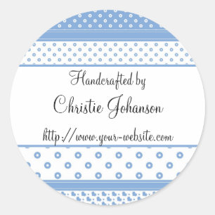 Handgemaakt door - Blauw en wit patroonontwerp Ronde Sticker