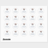 Handgemaakt door blauwe roze Floral Ronde Sticker (Vel)