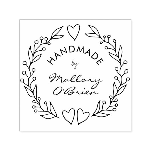 Handgemaakt door Botanical Hearts Doodle Wreath Zelfinktende Stempel (Design)
