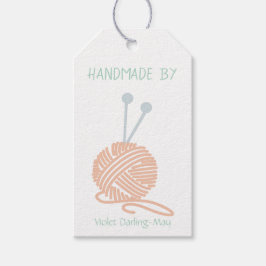 Handgemaakt door - Breien van garen en verzorgings Cadeaulabel