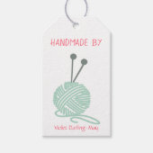 Handgemaakt door - Breien van garen en verzorgings Cadeaulabel (Voorkant)