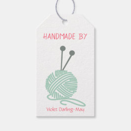 Handgemaakt door - Breien van garen en verzorgings Cadeaulabel