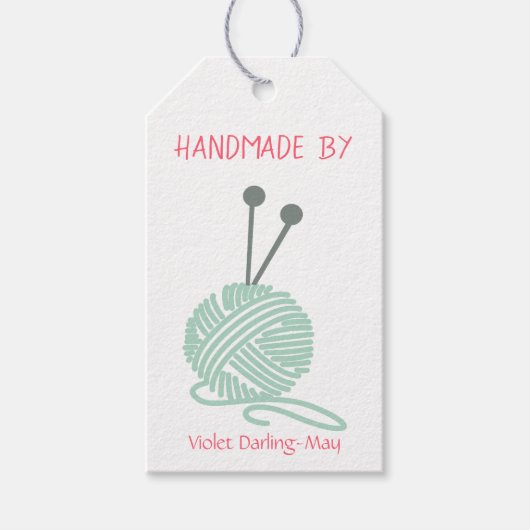 Handgemaakt door - Breien van garen en verzorgings Cadeaulabel (Voorkant)