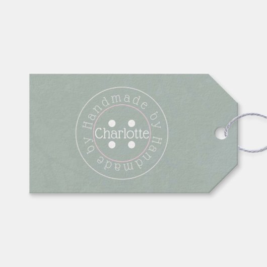 Handgemaakt door cadeau voor naaiknoppen label cadeaulabel (Voorkant (Horizontaal))