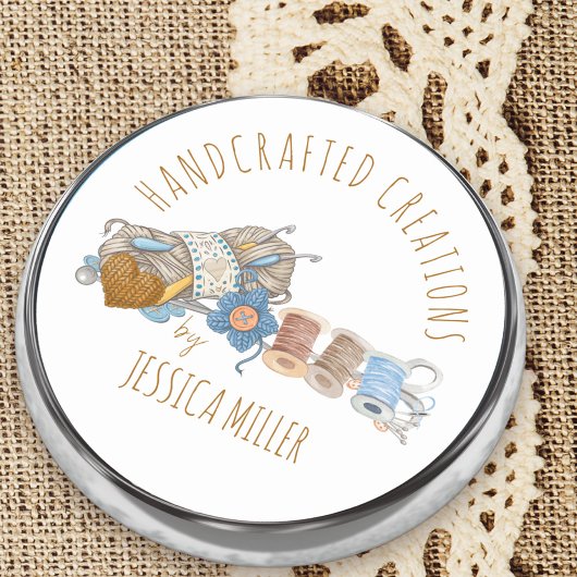 Handgemaakt door Creations | Garens en naaiwit Ronde Sticker