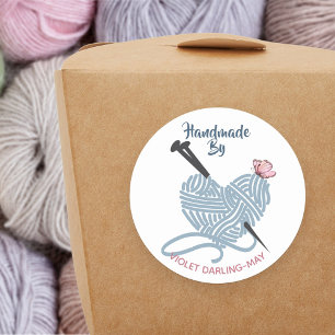 Handgemaakt door Custom Name - Brei Garnhandwerker Ronde Sticker