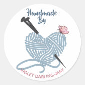 Handgemaakt door Custom Name - Breien Garen Crafte Ronde Sticker (Voorkant)