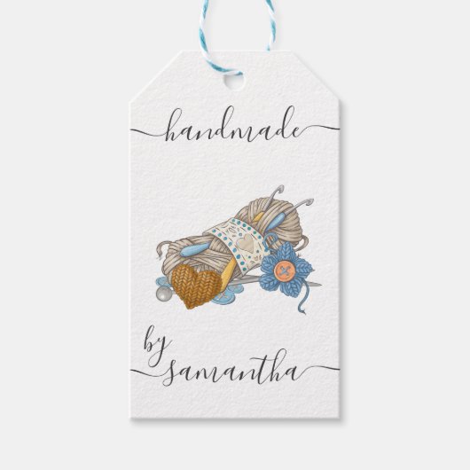 Handgemaakt door Custom Name Haak en Breien Cadeaulabel (Voorkant)