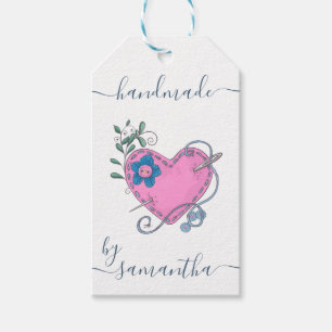 Handgemaakt door Custom Name met Care Instructions Cadeaulabel