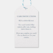 Handgemaakt door Custom Name met Care Instructions Cadeaulabel (Achterkant)