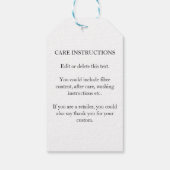 Handgemaakt door Custom Name met Care Instructions Cadeaulabel (Achterkant)