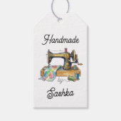 Handgemaakt door Custom Name Naaimachine Cadeaulabel (Voorkant)