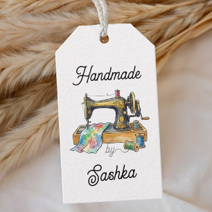 Handgemaakt door Custom Name Naaimachine Cadeaulabel