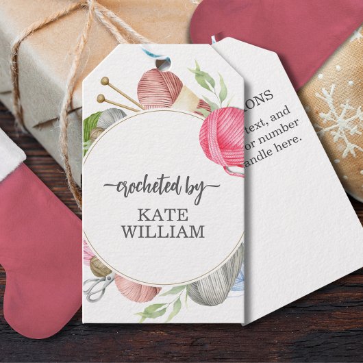 Handgemaakt door Custom Name Waterverf Garen Gift  Cadeaulabel