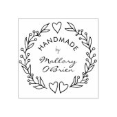 Handgemaakt door Doodle Wreath Hart en Gebladerte Rubberstempel (Afrduk)