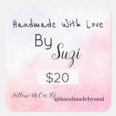 Handgemaakt door eenvoudig roze Waterverf Label pr (Voorkant)