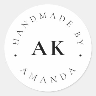 Handgemaakt door eenvoudige monogram zakelijke ver ronde sticker