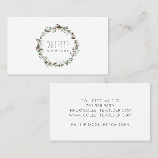 Handgemaakt door eenvoudige Rustic Wreate Logo Bus Visitekaartje (Voorkant / Achterkant)