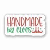 Handgemaakt door Elves Kerstmis Sticker (Voorkant)