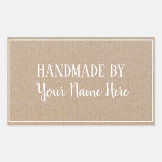 Handgemaakt door Gift Rustic Rechthoekige Sticker (Voorkant)