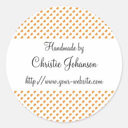Handgemaakt door - harten design ronde sticker (Voorkant)