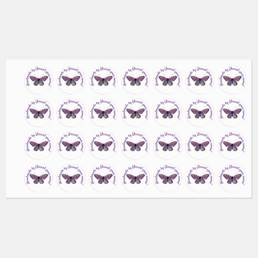 Handgemaakt door je Paarse vlinder Labels (Vel)