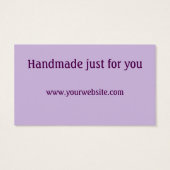 Handgemaakt door (jouw naam), bollen van garen, op visitekaartje (Achterkant)