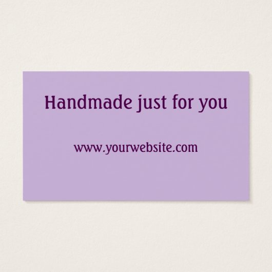 Handgemaakt door (jouw naam), bollen van garen, op visitekaartje (Achterkant)